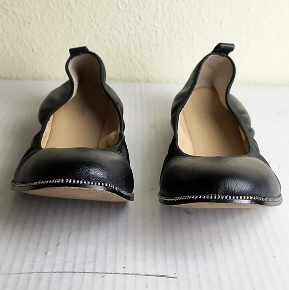 Botkier Mason Black Leather Ballet Flats 9 Fit True To Size Zipper Welt Detail